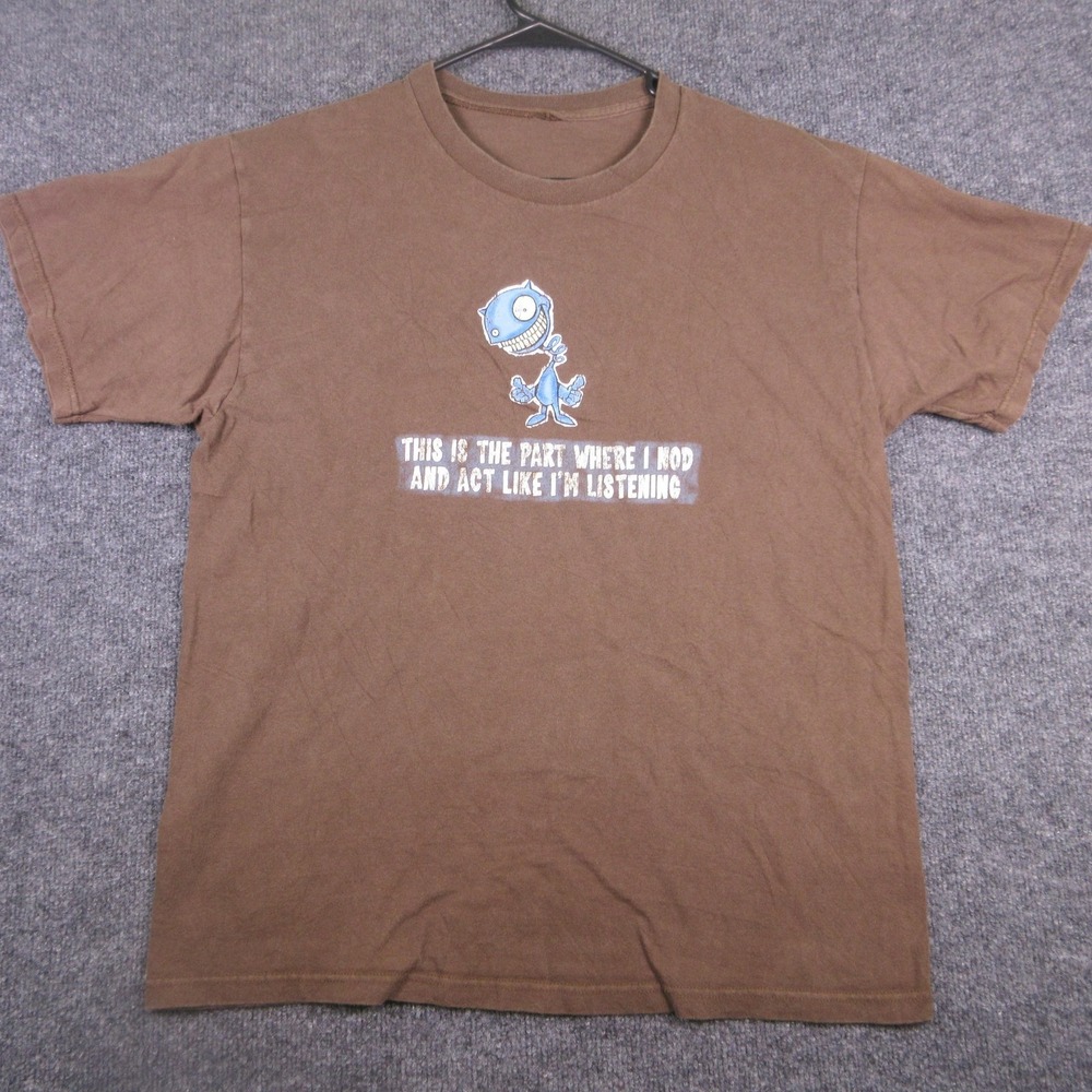 Y2k This Is The Part Where I Nod Shirt Mens Large Brown Funny Graphic T Shirt